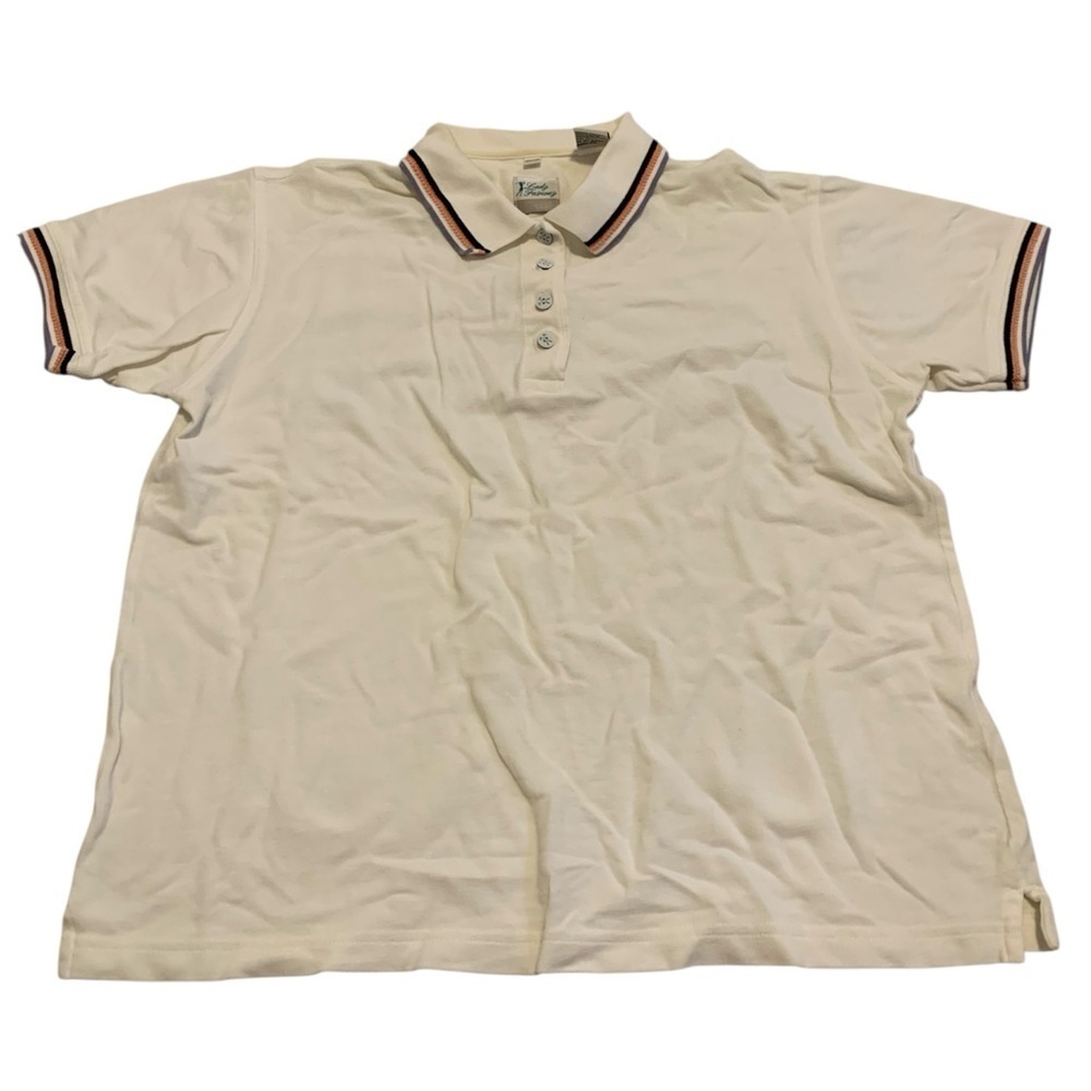 Vtg Lady Fairway Golf Polo Shirt M/M 100% Cotton 80s 90s Striped Collar